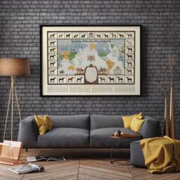 1938 Horse Map Of The World Vintage Style Wall Art - thumbnail 2