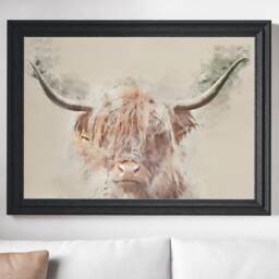 Highland Cow Lounge Wall Art, Living Room Animal Wall Print, Prints, Water Colour, Art Picture - thumbnail 3