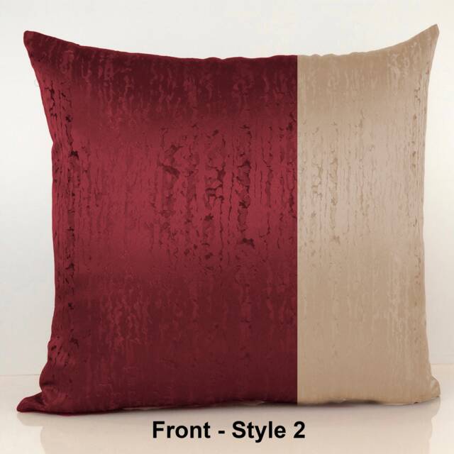 Burgundy-Wine & Beige Sand Color Block Decorative Throw Pillow Covers, Cushion Cover, Accent Pillows, Embroidery Cover, Geometric Pattern - image 1