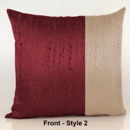 Burgundy-Wine & Beige Sand Color Block Decorative Throw Pillow Covers, Cushion Cover, Accent Pillows, Embroidery Cover, Geometric Pattern - thumbnail 1