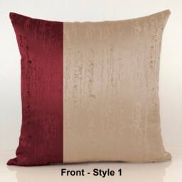 Burgundy-Wine & Beige Sand Color Block Decorative Throw Pillow Covers, Cushion Cover, Accent Pillows, Embroidery Cover, Geometric Pattern - thumbnail 2