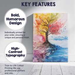 Watercolour Four Seasons Tree Mountain Lake Landscape Canvas Wall Art Print Decor Picture Ready To Hang - thumbnail 2