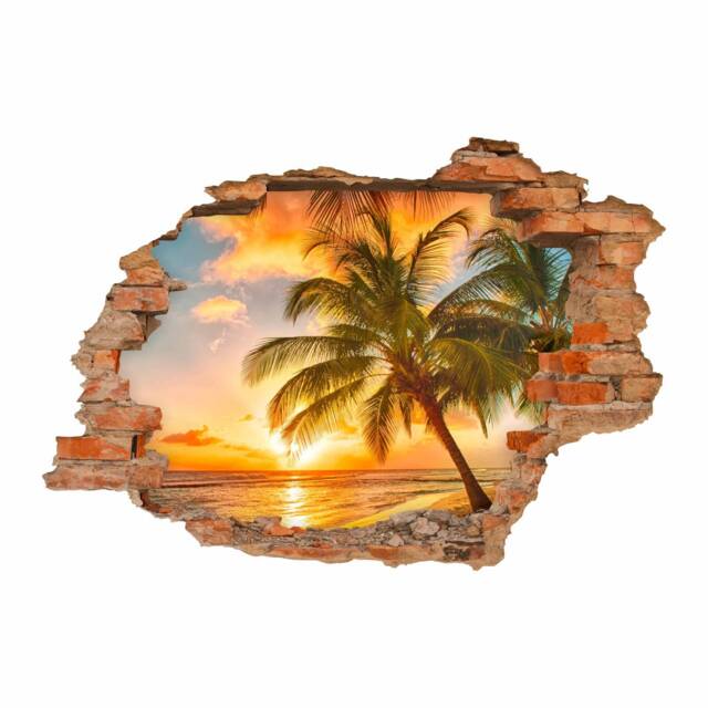 094 Wall Decal Paradise Sunset Beach Palm Trees - Hole in The Wall - image 1
