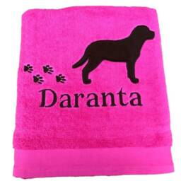Embroidered Labrador Dog Bath Towel Personalized Paw Print Gift - thumbnail 3