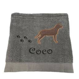 Embroidered Labrador Dog Bath Towel Personalized Paw Print Gift - thumbnail 2