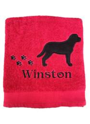 Embroidered Labrador Dog Bath Towel Personalized Paw Print Gift - thumbnail 1