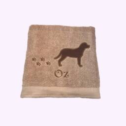 Embroidered Labrador Dog Bath Towel Personalized Paw Print Gift - thumbnail 4