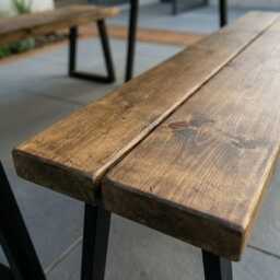 Rustic Slatted Outdoor Bench - thumbnail 2