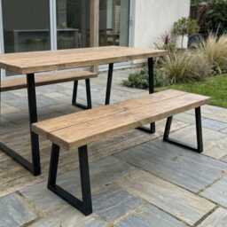 Rustic Slatted Outdoor Bench