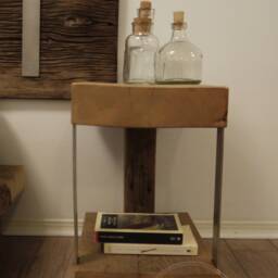 Reclaimed Wood Nightstand With Steel Legs, Rustic Bedside Table - thumbnail 2