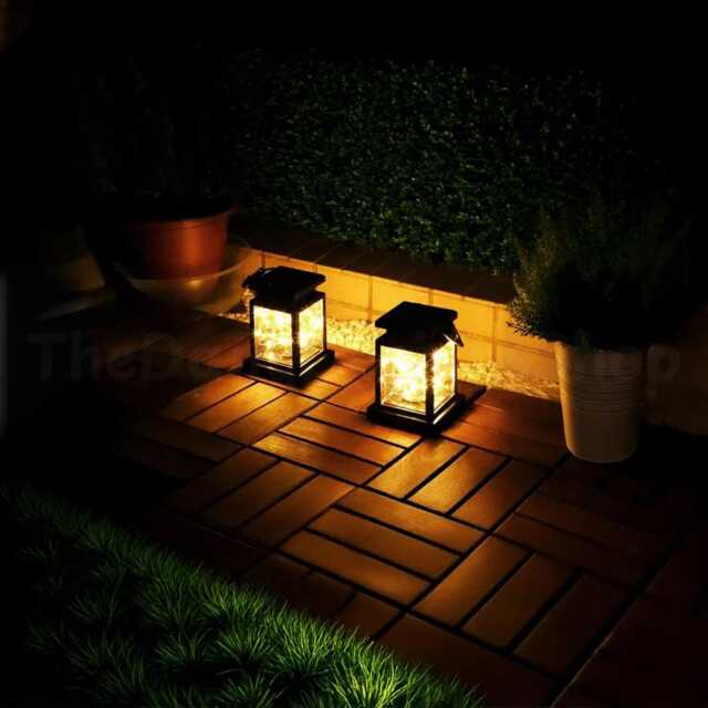 Solar Lanterns Warm Led Outdoor Garden Lights - Set Of 2 - image 1
