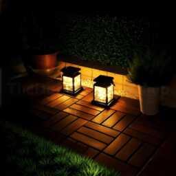 Solar Lanterns Warm Led Outdoor Garden Lights - Set Of 2 - thumbnail 1