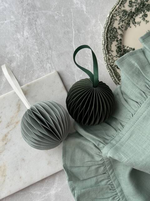 Christmas Ornaments, Scandi Decoration, Rustic Baubles, Paper Bauble Decorations, Set Of 2 - image 1