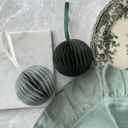 Christmas Ornaments, Scandi Decoration, Rustic Baubles, Paper Bauble Decorations, Set Of 2 - thumbnail 3
