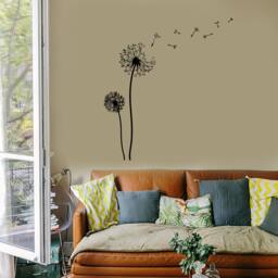 Wall Vinyl Decal Dandelions Bouquet Of Flowers Blowing Seeds Puffball Flower Ornament Modern Home Decor - #1127Di - thumbnail 2