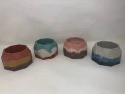 Geometric Concrete Planter With Drainage, Medium - Modern Succulent Pot Colorful Handmade Decor - thumbnail 1