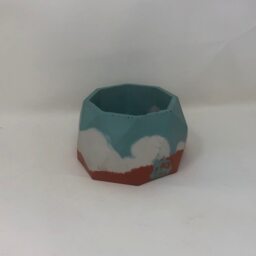 Geometric Concrete Planter With Drainage, Medium - Modern Succulent Pot Colorful Handmade Decor - thumbnail 3