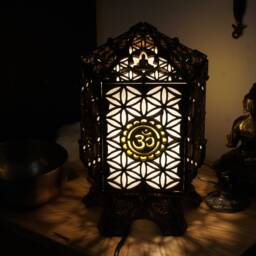 Wooden Lamp, Zen Decoration, Ohm, Buddha. Bedside Living Room Or Bedroom - thumbnail 3