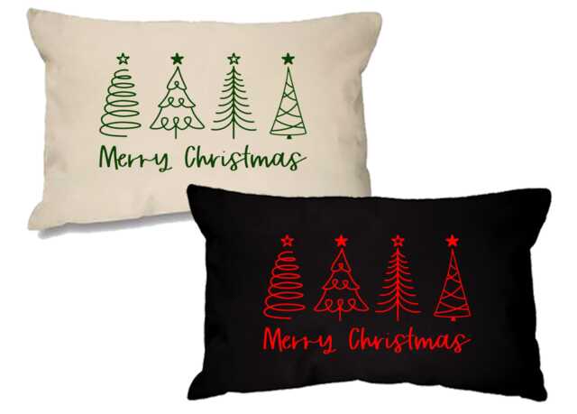 Christmas Tree Cushion Cover Cotton Canvas Holiday Decor - image 1