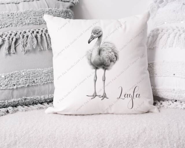 Flamingo Cushion, Pillow, Black & White Flamingo, Gift, Baby Lover, Gift For Mum, Her - image 1