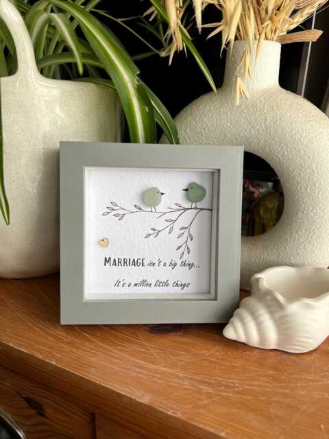 Marriage Seaglass Art, Birds Sea Glass Art. The Million Little Things, Marriage Present, Wedding Gift, Coastal Gift - image 1