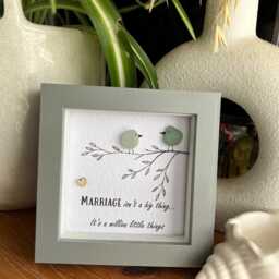 Marriage Seaglass Art, Birds Sea Glass Art. The Million Little Things, Marriage Present, Wedding Gift, Coastal Gift - thumbnail 2