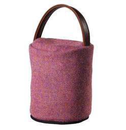 Harris Tweed 100% Pure New Wool Round Doorstop Cover With Real Leather Handle - Candy
