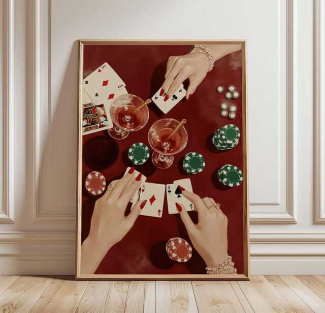Casino Night Poster, Poker Table Wall Art, Card Game Print - image 1