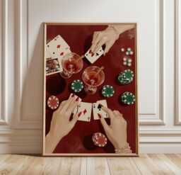 Casino Night Poster, Poker Table Wall Art, Card Game Print - thumbnail 1