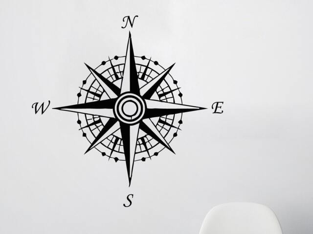 Compass Wall Decals - Nautical Decor Directional Sticker Art Vinyl Home Rose Nursery Ms331 - image 1
