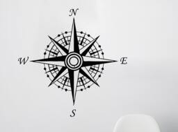 Compass Wall Decals - Nautical Decor Directional Sticker Art Vinyl Home Rose Nursery Ms331 - thumbnail 1