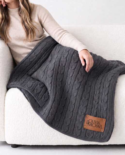 Luxury Personalized Cable Knit Blanket - Custom Sherpa Throw Cozy Neutral Home Decor - image 1