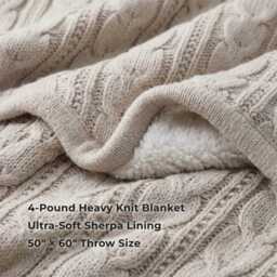 Luxury Personalized Cable Knit Blanket - Custom Sherpa Throw Cozy Neutral Home Decor - thumbnail 3