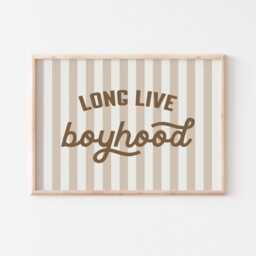 Long Live Boyhood Print Boho Nursery Decor, Striped Wall Art - thumbnail 2
