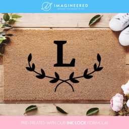 Custom Initials Doormat - Monogram Door Mat Leaf Border Floral Decoration Wedding Gift Change Initial Decor Rug - thumbnail 4
