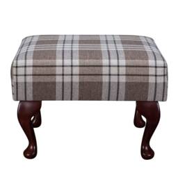 Handmade Tartan Footstool Kintyre Chestnut Fabric, Queen Anne Legs - thumbnail 2