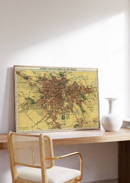 1913 Sao Paulo City Map Print Vintage Wall Art - image 1