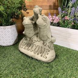 Stone Garden Cute Welcome Frog Toad Family Statue Ornament - thumbnail 3