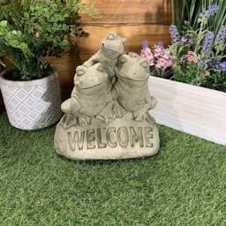 Stone Garden Cute Welcome Frog Toad Family Statue Ornament - thumbnail 2