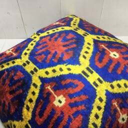 Silk Ikat Pillow Cover, Handwoven Accent Cushion - 24x24 - thumbnail 4