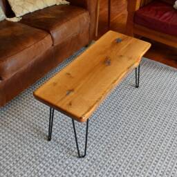 Natural Edge Slab White Oak Coffee Table With Turquoise Inlay - thumbnail 3