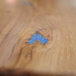 Natural Edge Slab White Oak Coffee Table With Turquoise Inlay - thumbnail 4
