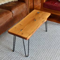 Natural Edge Slab White Oak Coffee Table With Turquoise Inlay - thumbnail 2