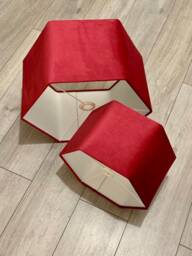 New High Quality Luxury Upholstery Velvet Fuchsia Pink Hexagon Lamp Shade Pendant Light