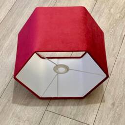 New High Quality Luxury Upholstery Velvet Fuchsia Pink Hexagon Lamp Shade Pendant Light - thumbnail 2