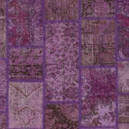 Handmade Turkish Patchwork Rug Purple Wool, Cotton Blend - thumbnail 4