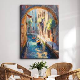 Venice Italy Canal Cathedral Abstract Modern Colourful Europe Painting Wall Art, Framed Canvas Poster Print, Home/Office Room Decor, Gifts - thumbnail 1