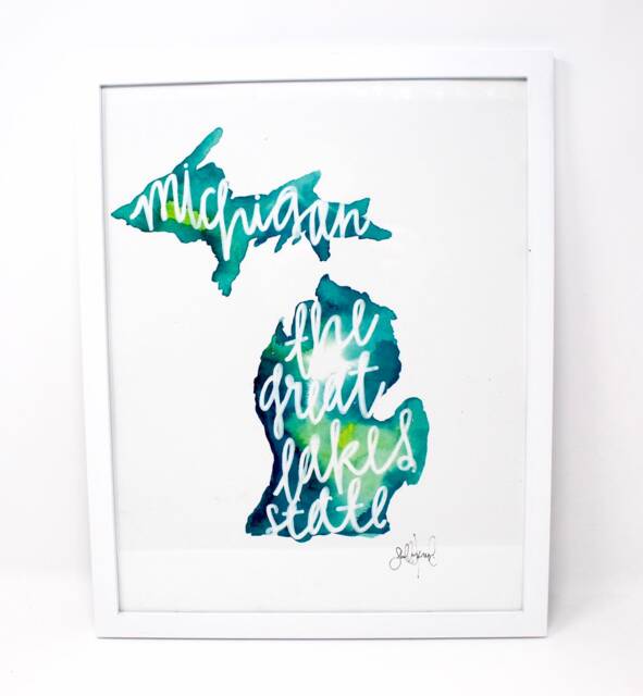 The Great Lakes State Art Print 11x14In, Wall Art, Sky Blue, Michigan Home Decor - image 1