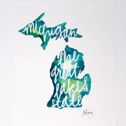The Great Lakes State Art Print 11x14In, Wall Art, Sky Blue, Michigan Home Decor - thumbnail 3