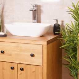 Handcrafted Pine Bathroom Vanity Unit - Hairpin Legs, Natural Oak Finish Washstand - thumbnail 4